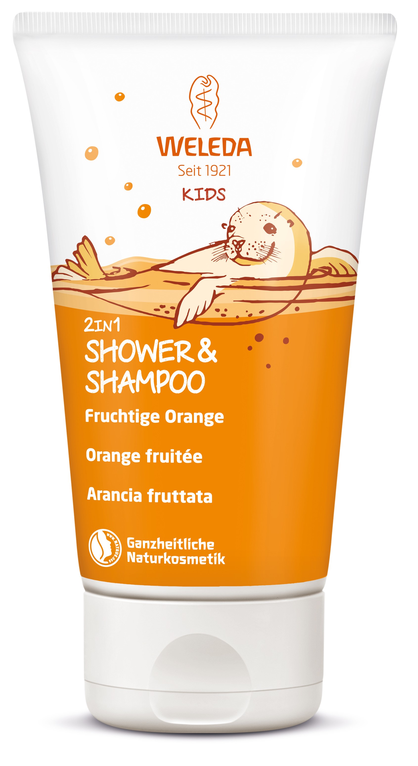 wel047.01b weleda kids 2in1 shower shampoo orange